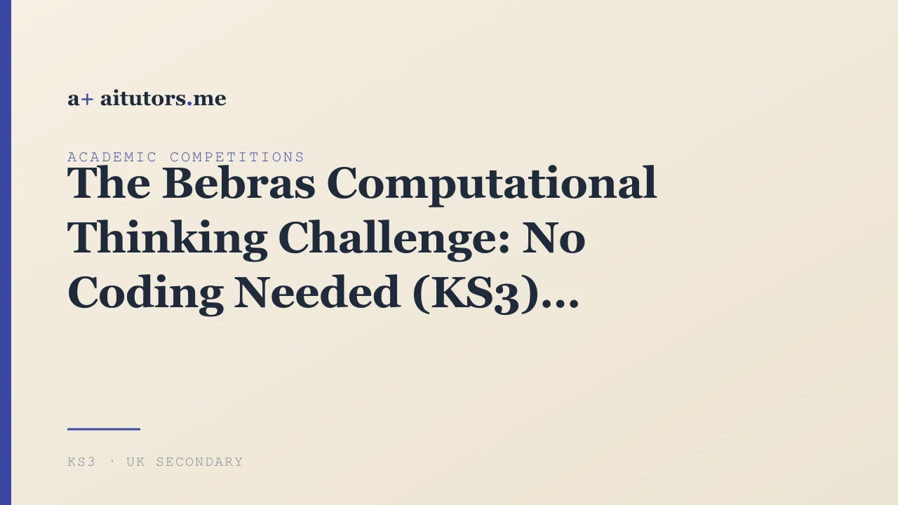 The Bebras Computational Thinking Challenge: No Coding Needed (KS3)