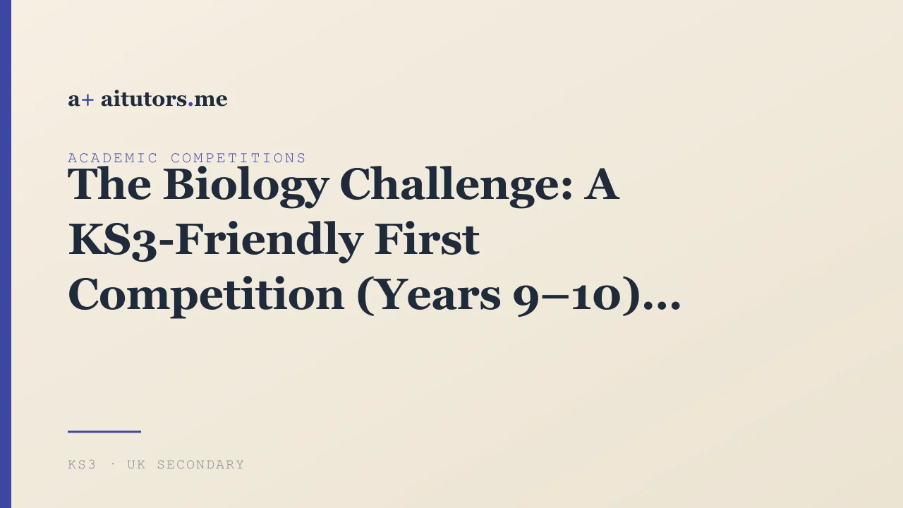 The Biology Challenge: A KS3-Friendly First Competition (Years 9–10)