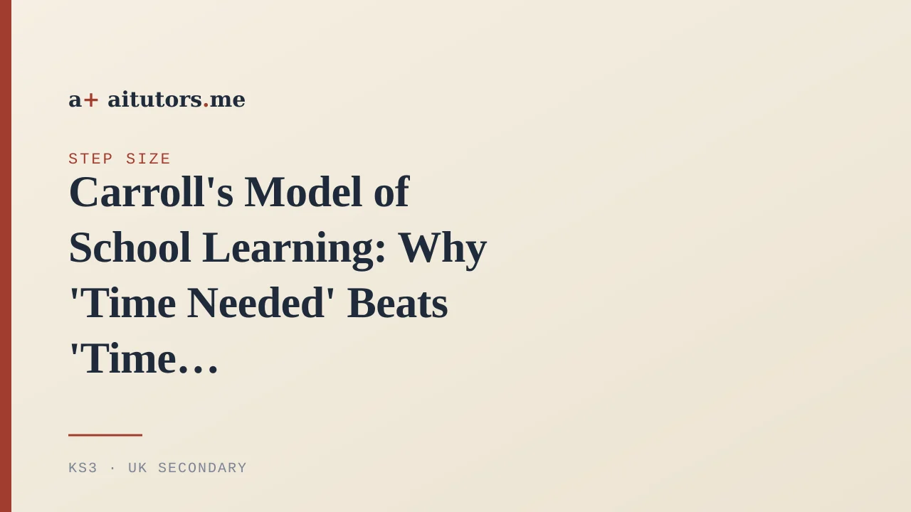Carroll's Model of School Learning: Why 'Time Needed' Beats 'Time in Class'