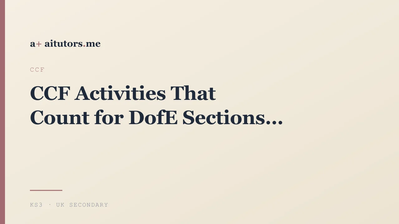 CCF Activities That Count for DofE Sections