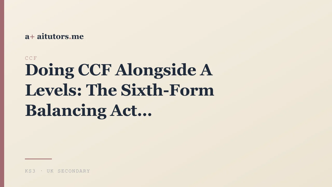 Doing CCF Alongside A Levels: The Sixth-Form Balancing Act