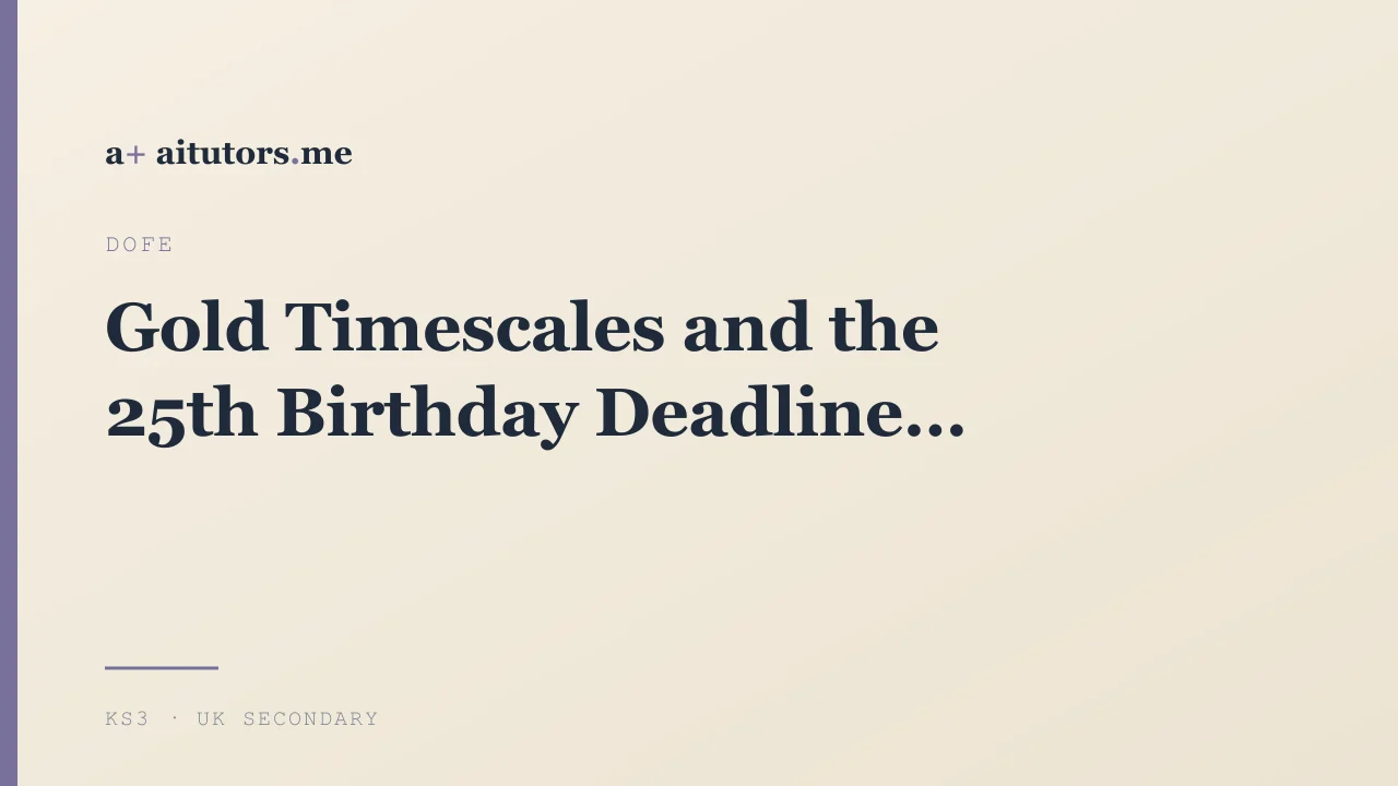 Gold Timescales and the 25th Birthday Deadline