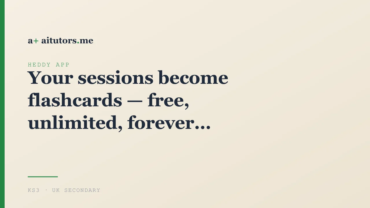 Your sessions become flashcards — free, unlimited, forever