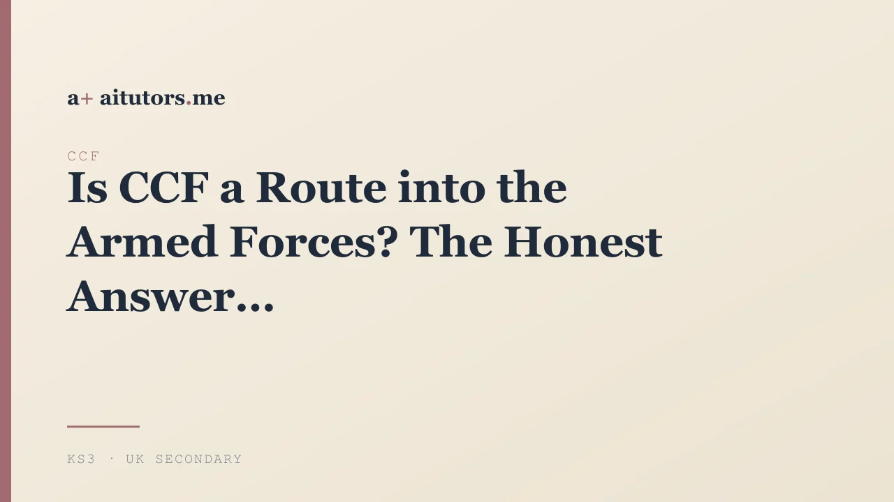 Is CCF a Route into the Armed Forces? The Honest Answer