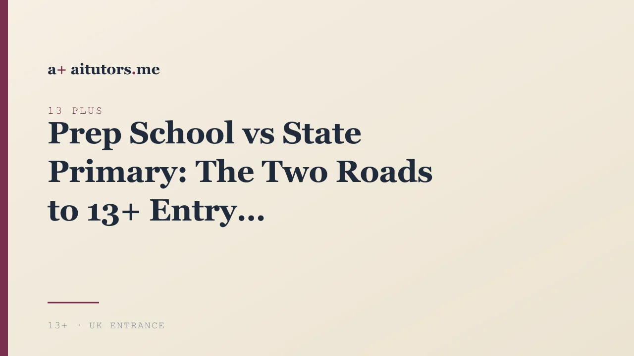 Prep School vs State Primary: The Two Roads to 13+ Entry