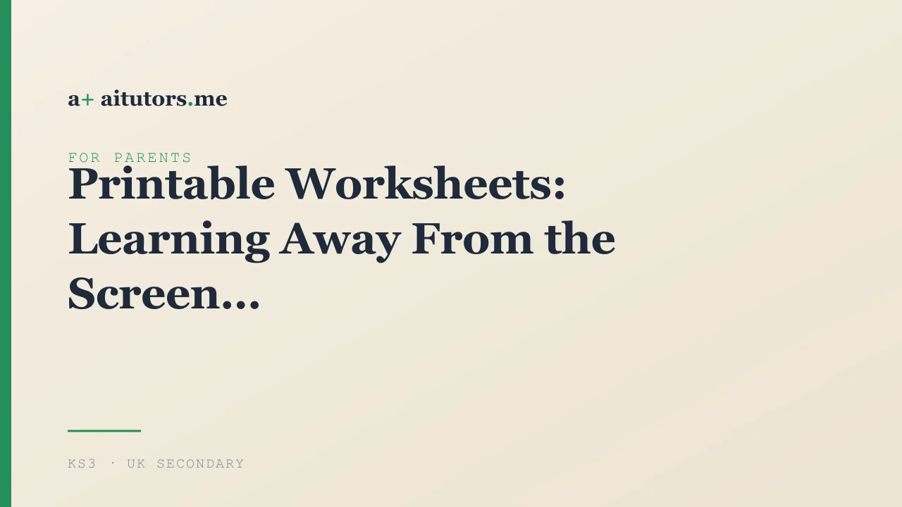 Printable Worksheets: Learning Away From the Screen