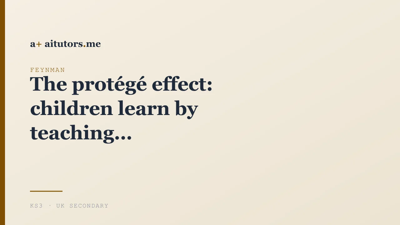 The protégé effect: children learn by teaching
