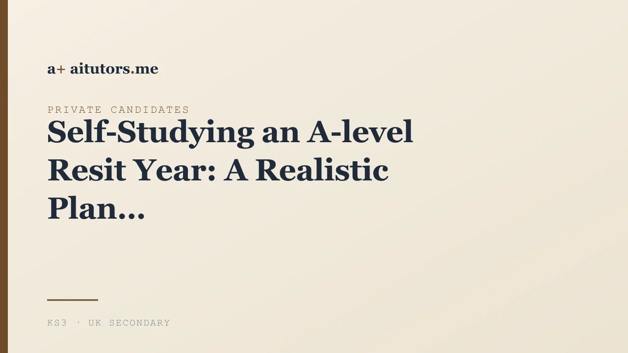 Self-Studying an A-level Resit Year: A Realistic Plan