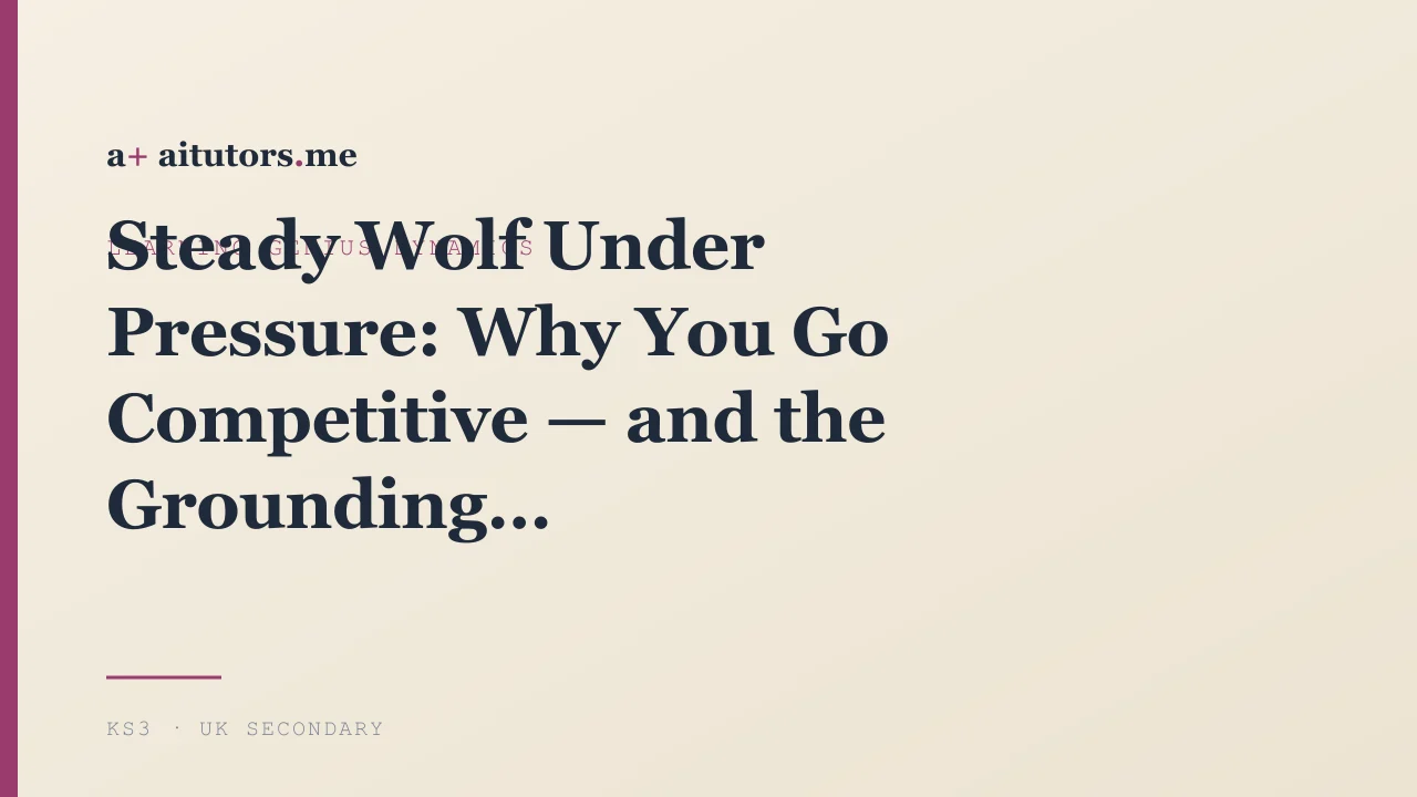 Steady Wolf Under Pressure: Why You Go Competitive — and the Grounding That Brings You Back