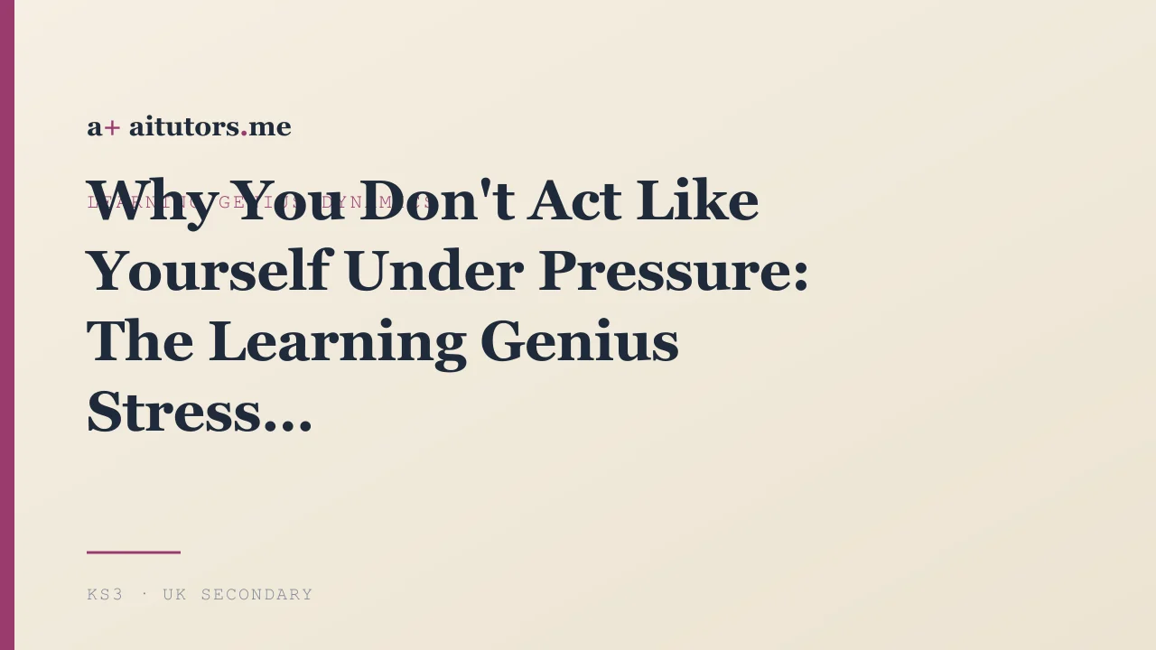 Why You Don't Act Like Yourself Under Pressure: The Learning Genius Stress and Growth System
