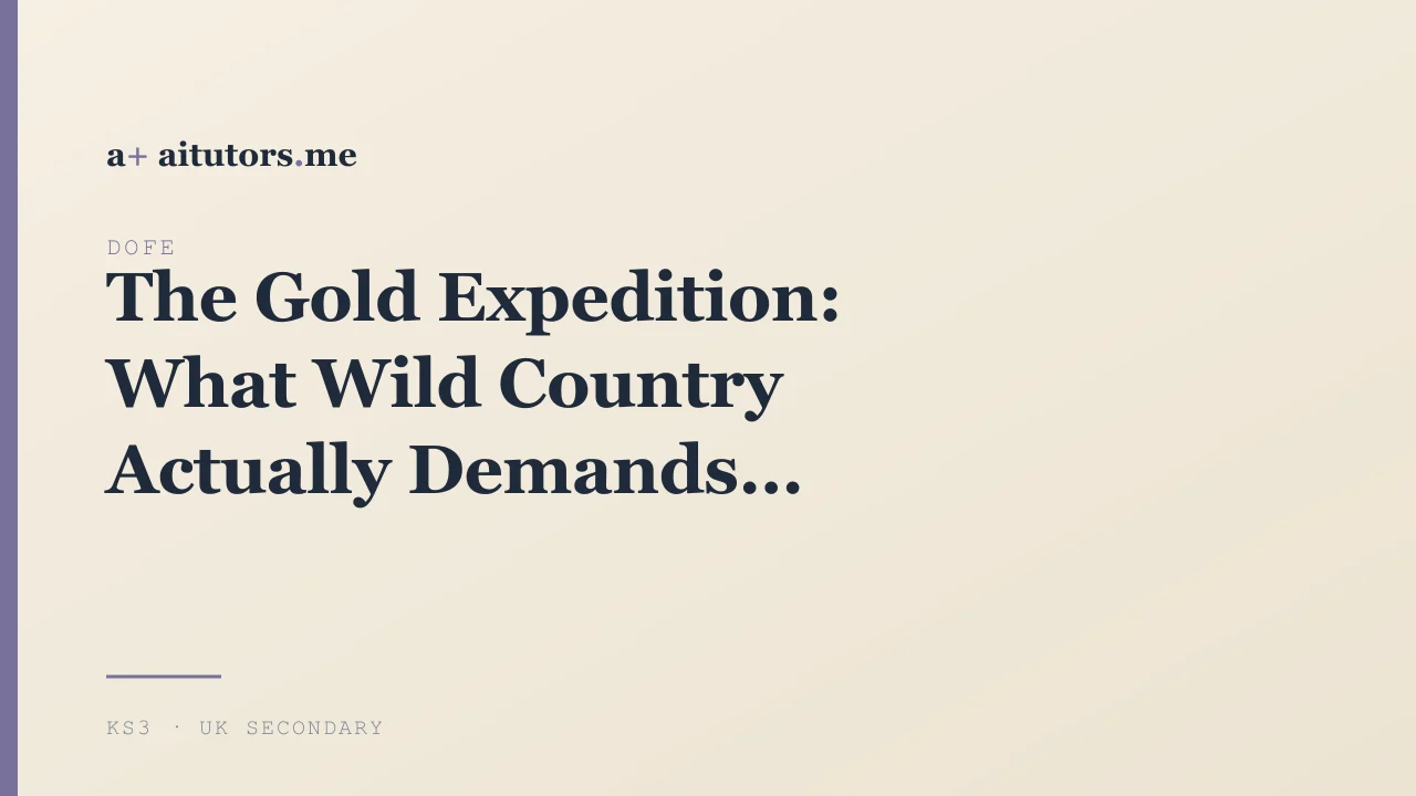 The Gold Expedition: What Wild Country Actually Demands