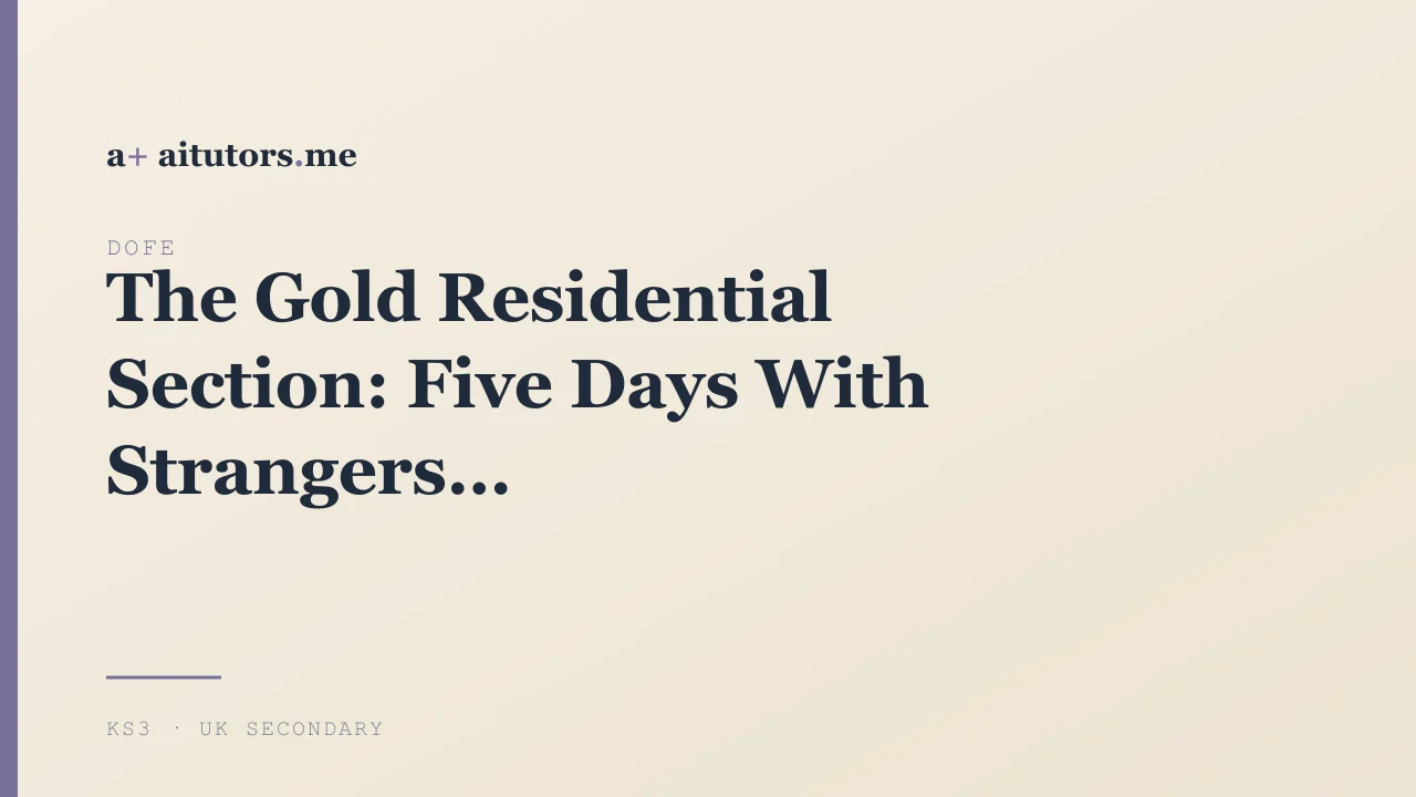The Gold Residential Section: Five Days With Strangers