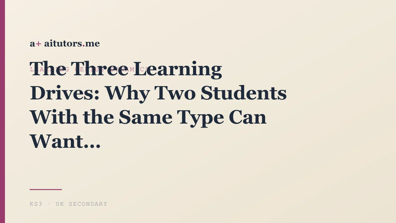 The Three Learning Drives: Why Two Students With the Same Type Can Want Completely Different Things