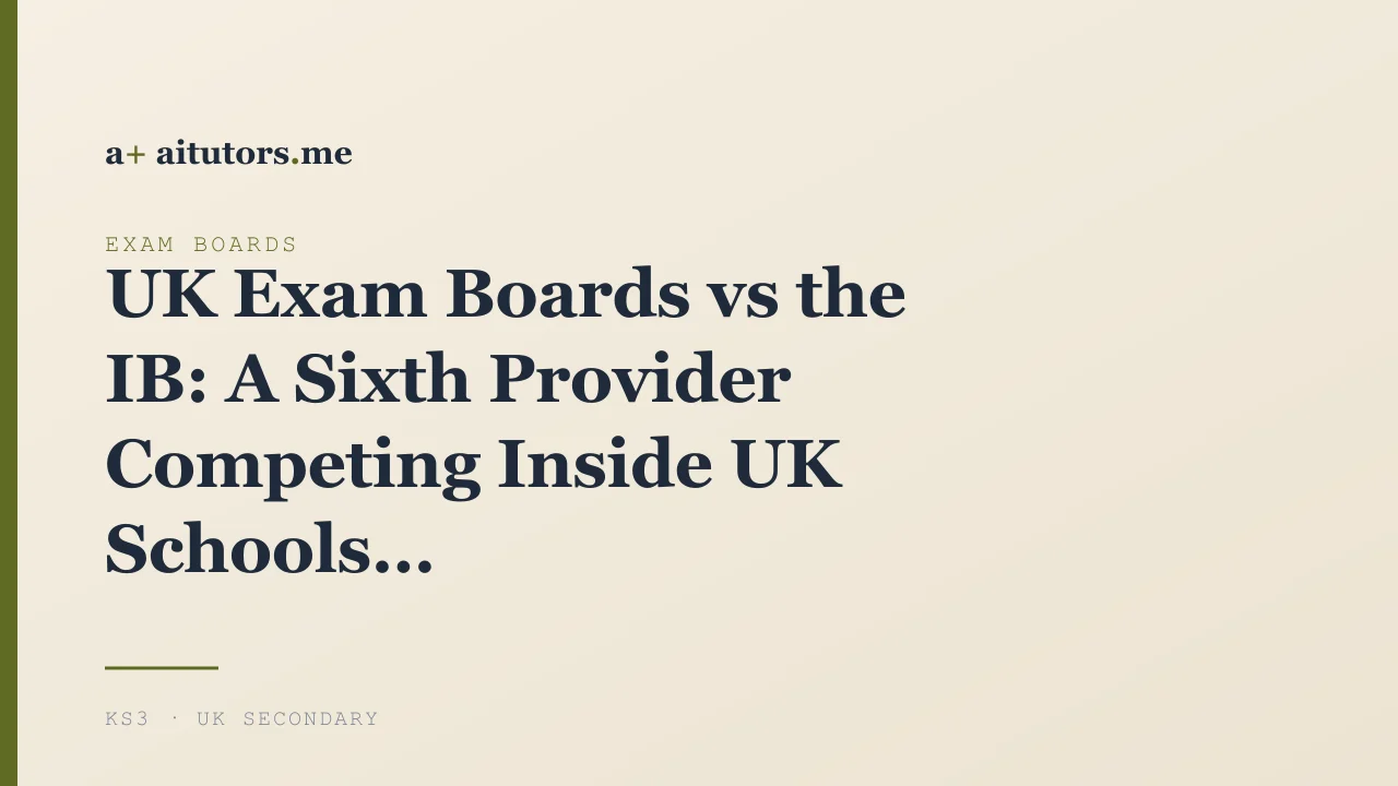 UK Exam Boards vs the IB: A Sixth Provider Competing Inside UK Schools