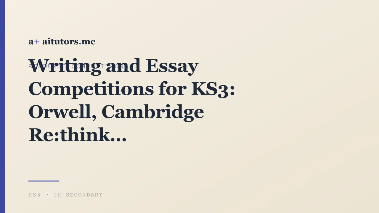 Writing and Essay Competitions for KS3: Orwell, Cambridge Re:think and BBC Young Writers'